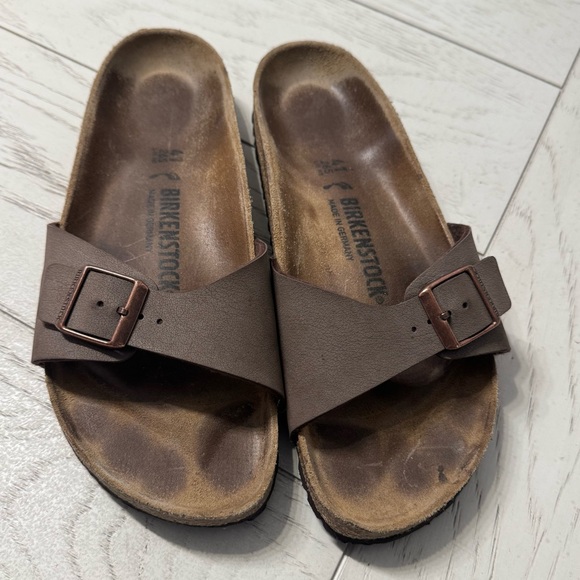 Birkenstock Shoes - Birkenstock Men's Dark Brown Slide Sandals